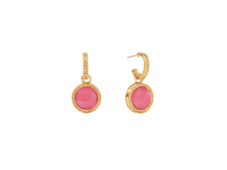 [Julie Vos] Fleur-de-Lis Hoop & Charm Earring Pink Supply