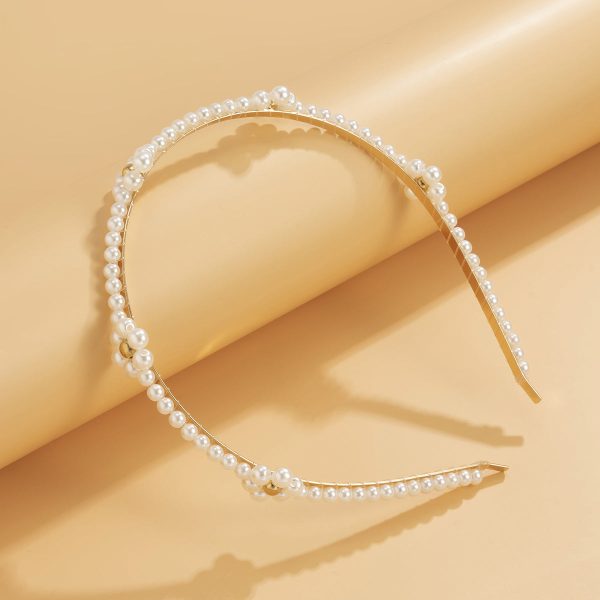 Pearl & 18K Gold-Plated Floral Station Hard Headband Cheap