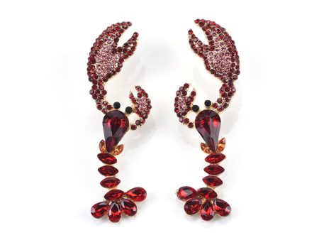 Red Crystal & Cubic Zirconia Lobster Drop Earrings Discount