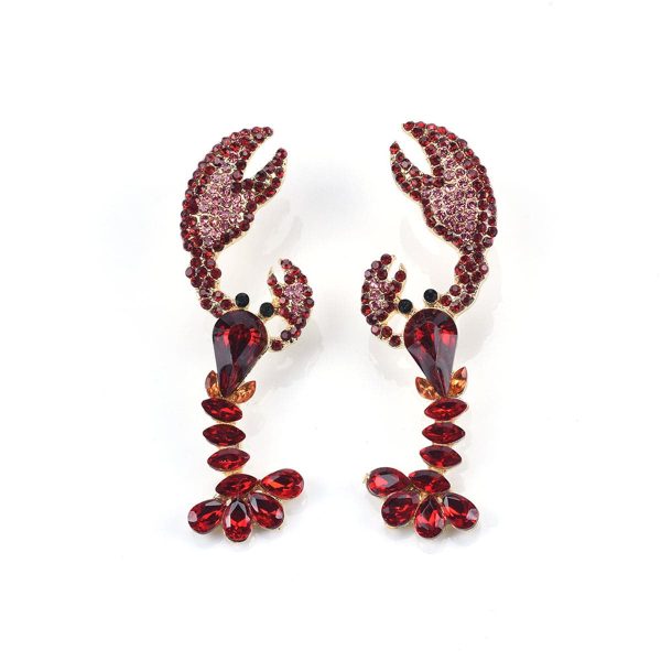 Red Crystal & Cubic Zirconia Lobster Drop Earrings Discount