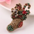 Red Cubic Zirconia & 18K Gold-Plated Christmas Gift Box Stocking Brooch Online Hot Sale