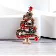 Red Cubic Zirconia & 18K Gold-Plated Christmas Tree Brooch Online Sale