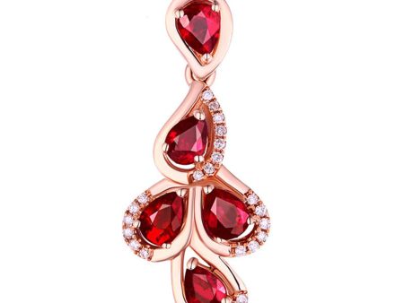 Red Crystal & Cubic Zirconia Multi-Teardrop Pendant Necklace Online