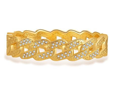 Cubic Zirconia & 18K Gold-Plated Curb Chain Bangle Online Sale