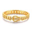 Cubic Zirconia & 18K Gold-Plated Belt Buckle Bangle on Sale