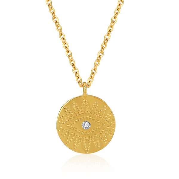 Cubic Zirconia & 18K Gold-Plated Evil Eye Pendant Necklace Cheap