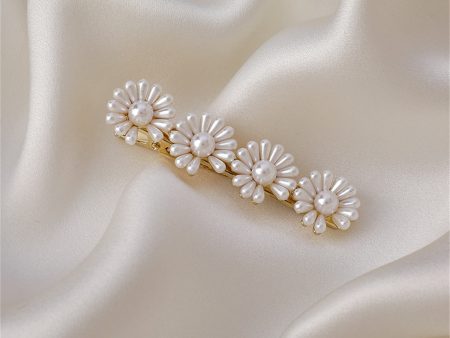 Pearl & 18K Gold-Plated Flower Hair Clip For Discount