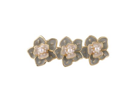 Pearl & Enamel 18K Gold-Plated Flower Trio Hair Clip Online