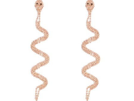 Pink Cubic Zirconia & 18K Gold-Plated Snake Drop Earrings Hot on Sale