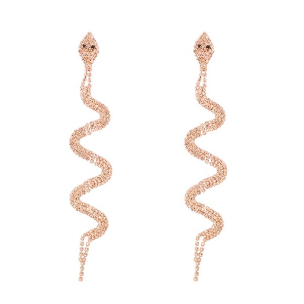 Pink Cubic Zirconia & 18K Gold-Plated Snake Drop Earrings Hot on Sale