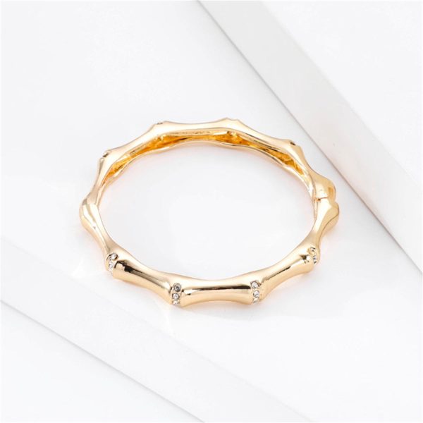 Cubic Zirconia & 18K Gold-Plated Bamboo Bangle Supply