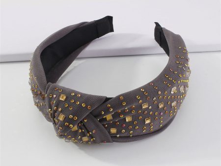 Gray Polyster & Cubic Zirconia 18K Gold-Plated Knot Hard Headband Online Hot Sale