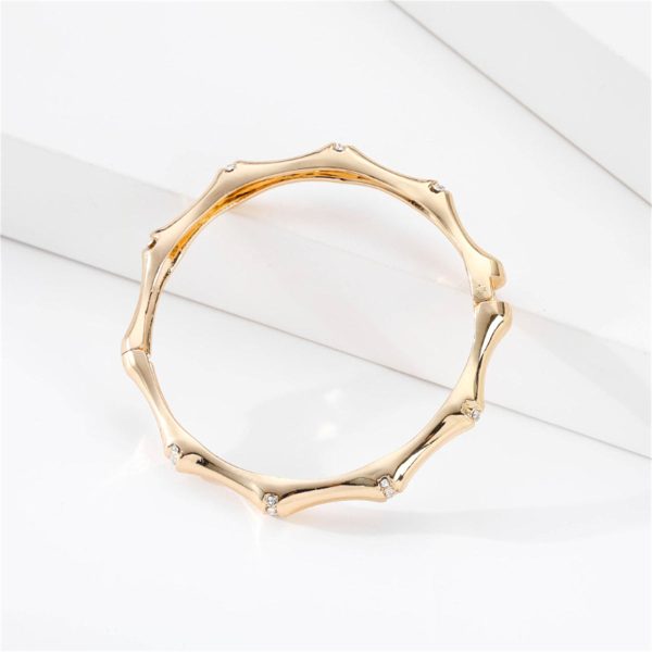 Cubic Zirconia & 18K Gold-Plated Bamboo Bangle Supply