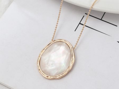 White Shell & 18K Gold-Plated Oval Pendant Necklace Online Sale