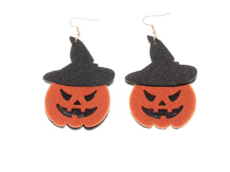 Orange Polystyrene & 18K Gold-Plated Glitter Witch Pumpkin Drop Earrings Online now