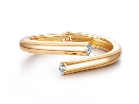 Cubic Zirconia & 18K Gold-Plated Bypass Bangle Supply