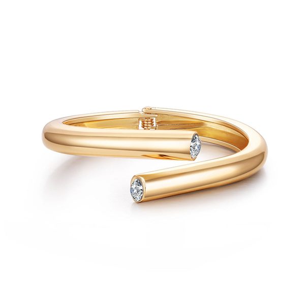 Cubic Zirconia & 18K Gold-Plated Bypass Bangle Supply