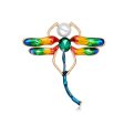 Crystal & Pearl Enamel 18K Gold-Plated Dragonfly Brooch Supply