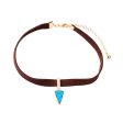 Turquoise & Cubic Zirconia Triangle Choker Necklace on Sale