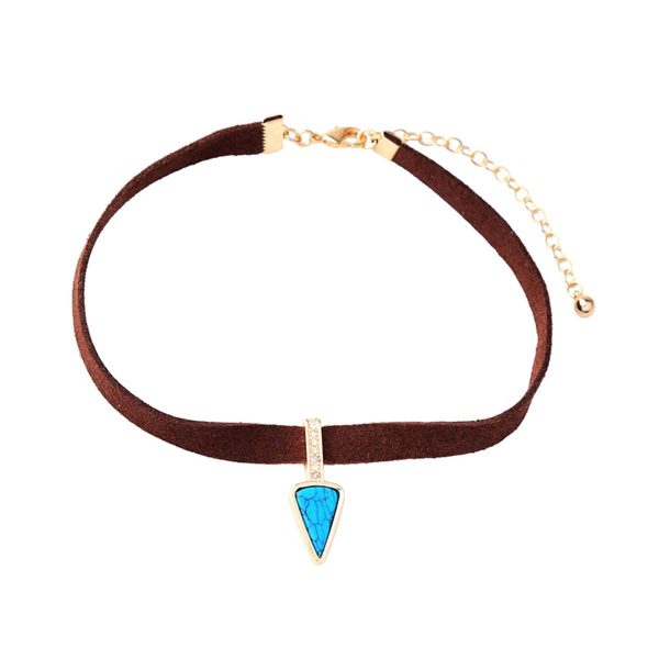 Turquoise & Cubic Zirconia Triangle Choker Necklace on Sale