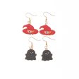 Orange Enamel & 18K Gold-Plated Witch Hat Ghost Drop Earrings Set Cheap