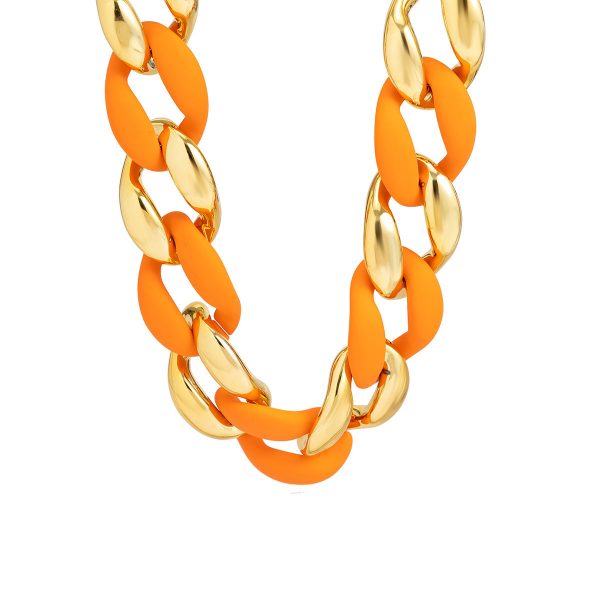 Orange Acrylic & 18K Gold-Plated Curb Chain Necklace Online