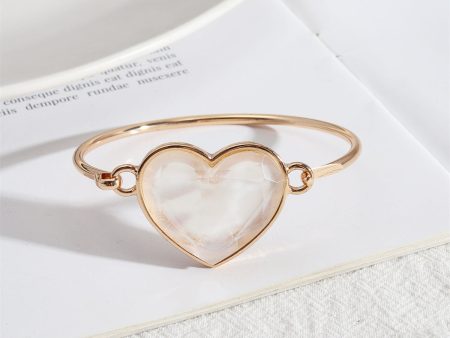 White Shell & 18K Gold-Plated Heart Charm Bangle Online Sale