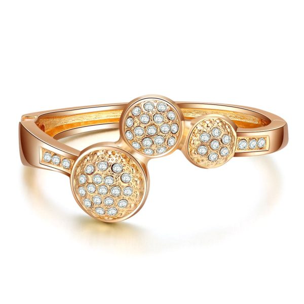 Cubic Zirconia & 18K Gold-Plated Circles Bangle Supply