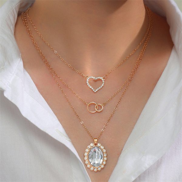 Clear Crystal & Cubic Zirconia 18K Gold-Plated Oval Pendant Necklace Set Hot on Sale