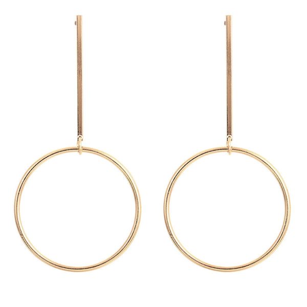 18K Gold-Plated Open Circle Drop Earrings Cheap