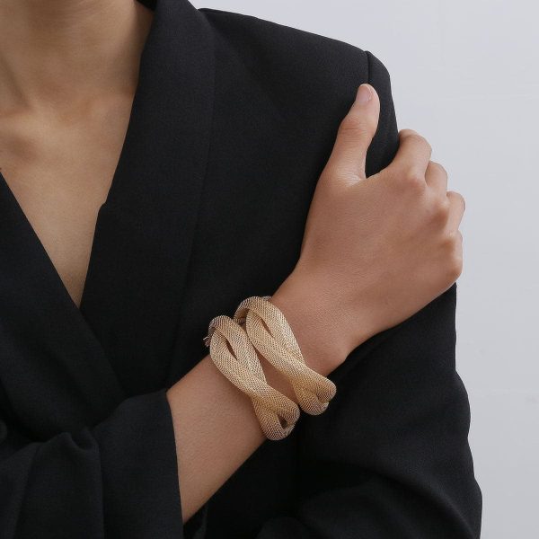 18K Gold-Plated Net Stacked Cuff Online now