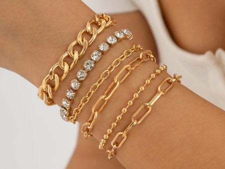 Cubic Zirconia & 18K Gold-Plated Tennis Bracelet Set For Sale