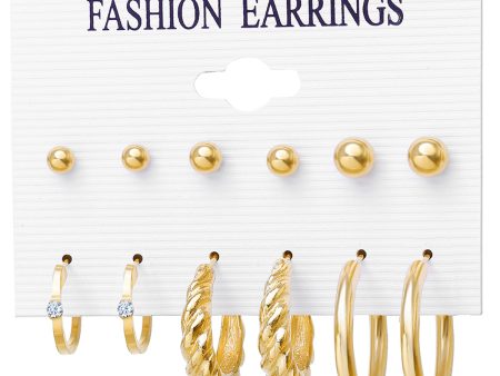 Cubic Zirconia & 18K Gold-Plated Twist Earrings Set For Sale