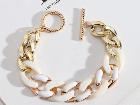 White Resin & Enamel 18K Gold-Plated Curb Chain Bracelet Supply