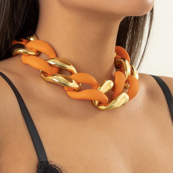 Orange Acrylic & 18K Gold-Plated Curb Chain Necklace Online