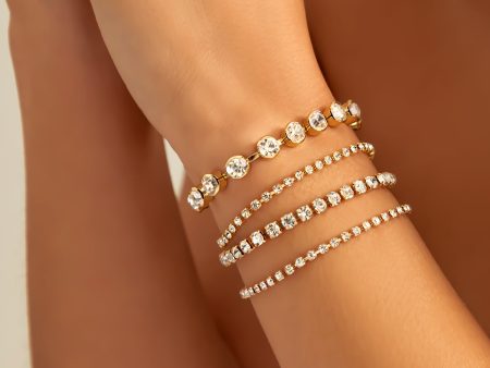 Cubic Zirconia & 18K Gold-Plated Tennis Bracelet - Set Of Four Online