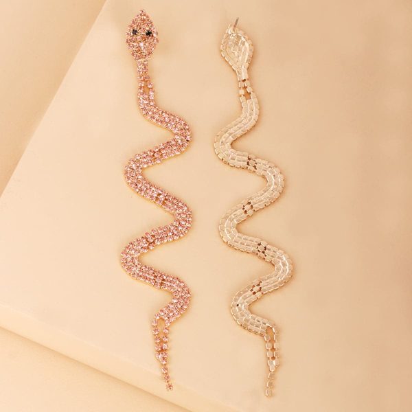 Pink Cubic Zirconia & 18K Gold-Plated Snake Drop Earrings Hot on Sale