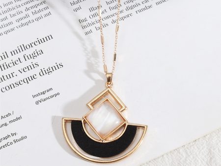 White Shell & Woode 18K Gold-Plated Rhombus Fan Pendant Necklace Online now