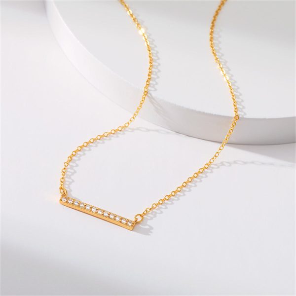 Cubic Zirconia & 18K Gold-Plated Bar Pendant Necklace Online Hot Sale