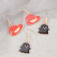 Orange Enamel & 18K Gold-Plated Witch Hat Ghost Drop Earrings Set Cheap