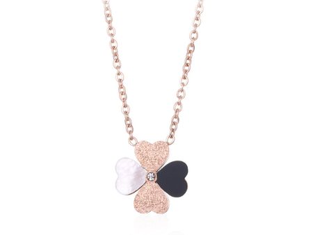 White Shell & Cubic Zirconia 18K Rose Gold-Plated Clover Pendant Necklace Fashion