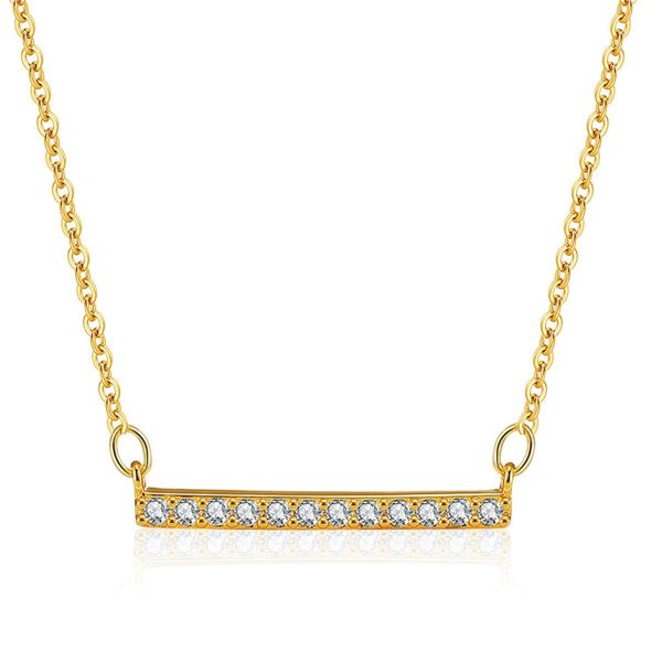 Cubic Zirconia & 18K Gold-Plated Bar Pendant Necklace Online Hot Sale