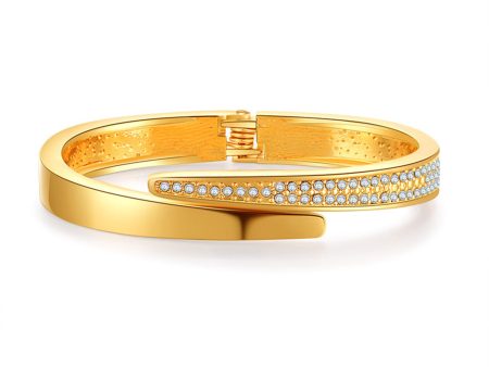 Cubic Zirconia & 18K Gold-Plated Bypass Bangle Discount