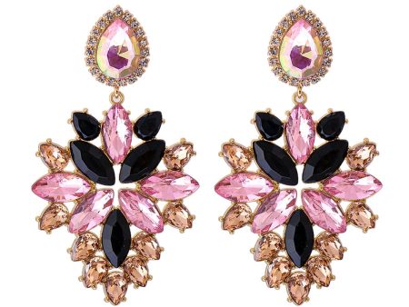 Black Crystal & Cubic Zirconia Marquise Drop Earrings Online Sale