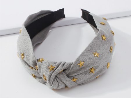 Gray Polyster & 18K Gold-Plated Stars Knot-Accent Hard Headband Online Sale