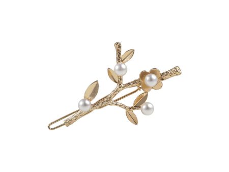 Pearl & 18K Gold-Plated Flower Branch Hair Clip Discount