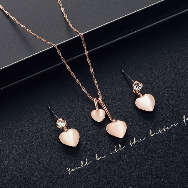 Cats Eye & Cubic Zirconia Drop Earrings & Pendant Necklace Online