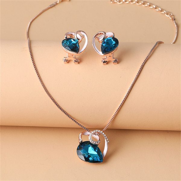 Crystal & Cubic Zirconia Stud Earrings & Pendant Necklace For Cheap