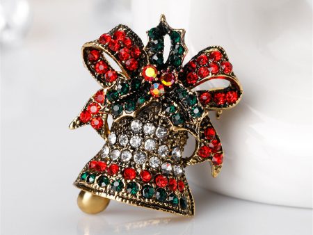 Cubic Zirconia & 18K Gold-Plated Ringing Bell Brooch Sale