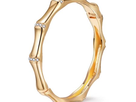 Cubic Zirconia & 18K Gold-Plated Bamboo Bangle Supply